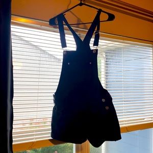 Black overall shorts